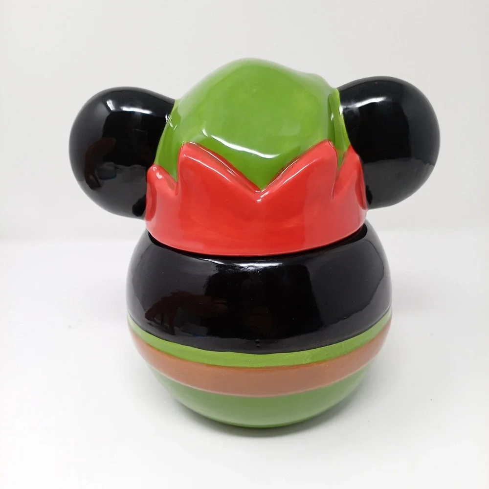 Disney Mickey Mouse Elf Christmas Cookie Jar Zrike Brands Ceramic Holiday Decor